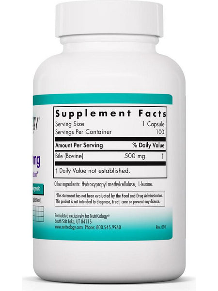 NutriCology, Ox Bile 500 mg Essential for Fat Digestion, 100 vegicaps