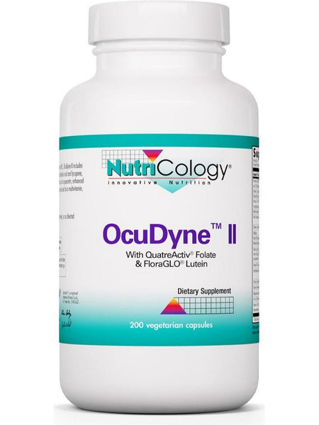 NutriCology, OcuDyne II with QuatreActiv Folate & FloraGLO Lutein, 200 Vegetarian Capsules