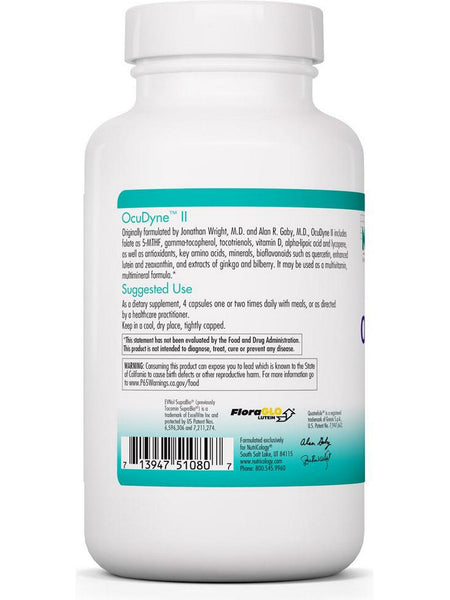 NutriCology, OcuDyne II with QuatreActiv Folate & FloraGLO Lutein, 200 Vegetarian Capsules
