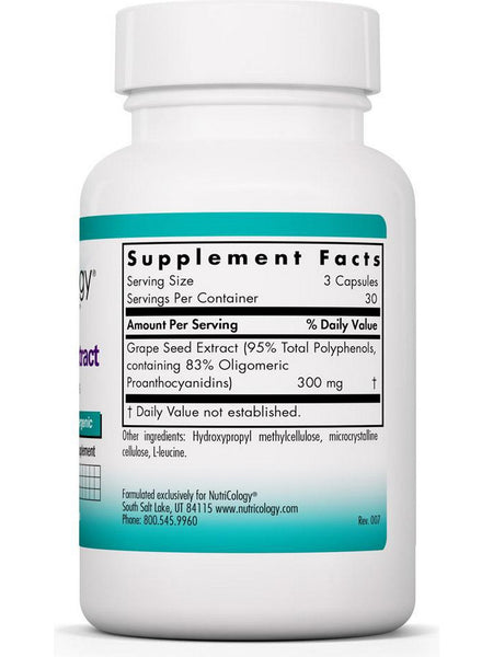 NutriCology, Grape Seed Extract Proanthocyanidins, 90 Vegetarian Capsules