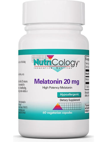 NutriCology, Melatonin 20 mg High Potency Melatonin, 60 Vegetarian Capsules