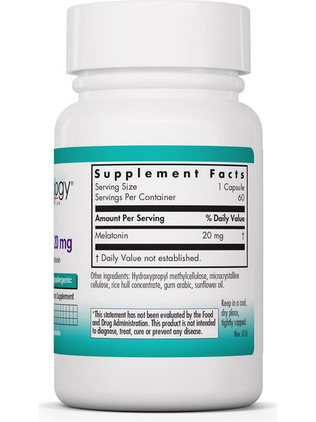 NutriCology, Melatonin 20 mg High Potency Melatonin, 60 Vegetarian Capsules