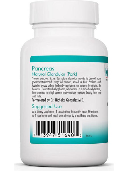 NutriCology, Pancreas Natural Glandular (Pork), 60 capsules – Herbs Direct