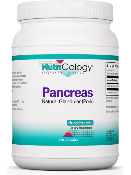 NutriCology, Pancreas Natural Glandular (Pork), 720 capsules