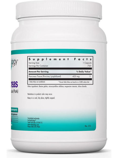 NutriCology, Pancreas Natural Glandular (Pork), 720 capsules