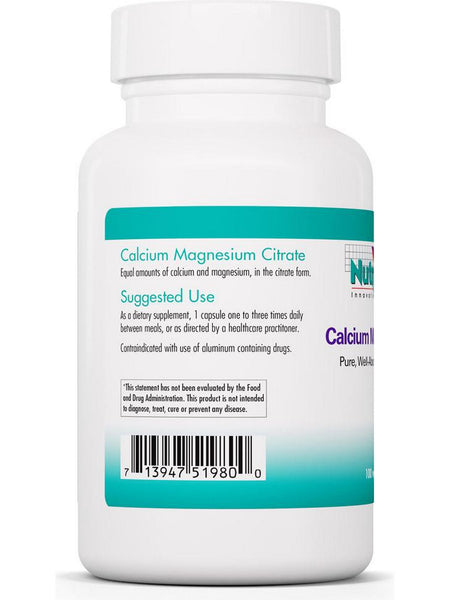 NutriCology, Calcium Magnesium Citrate Pure, Well-Absorbed Calcium-Magnesium, 100 Vegetarian Capsules