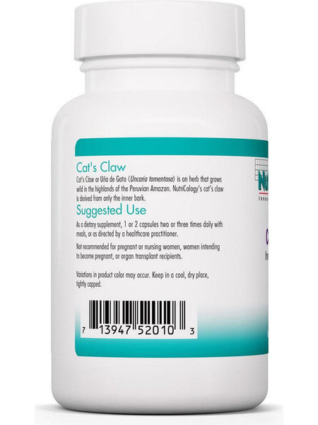 NutriCology, Cat's Claw Inner Bark Extract, 60 Vegetarian Capsules