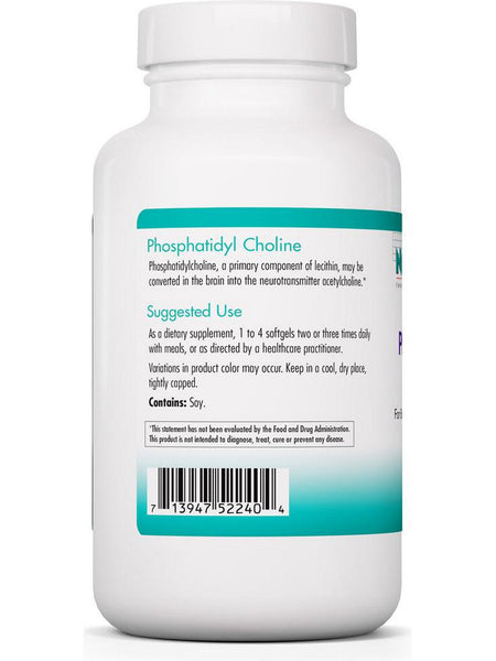 NutriCology, Phosphatidyl Choline For Brain, Liver, and Cell Membranes, 100 softgels
