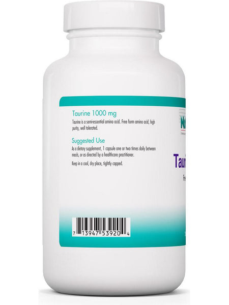 NutriCology, Taurine 1000 mg, Free Form Amino Acid, 250 Vegetarian Capsules