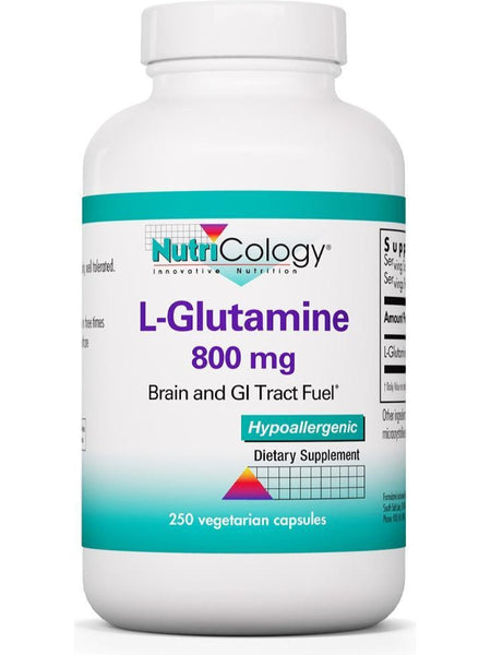 NutriCology, L-Glutamine 800 mg Brain and GI Tract Fuel, 250 Vegetarian Capsules