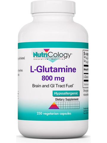 NutriCology, L-Glutamine 800 mg Brain and GI Tract Fuel, 250 Vegetarian Capsules