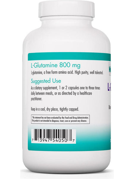 NutriCology, L-Glutamine 800 mg Brain and GI Tract Fuel, 250 Vegetarian Capsules