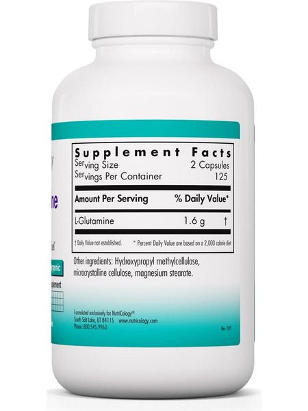 NutriCology, L-Glutamine 800 mg Brain and GI Tract Fuel, 250 Vegetarian Capsules