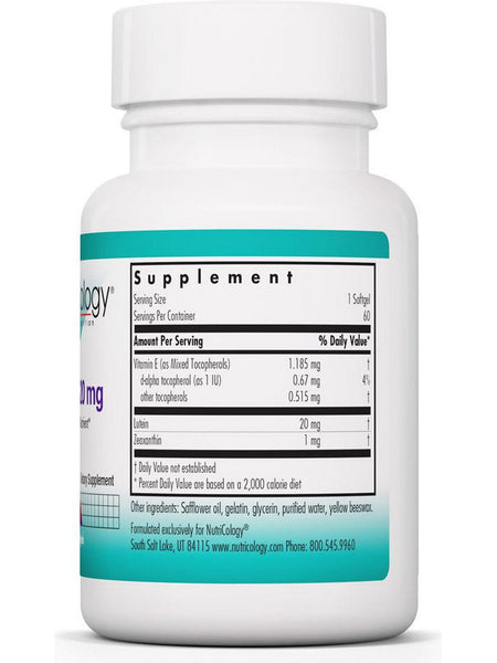 NutriCology, Lutein Key Eye Nutrient, 60 softgels