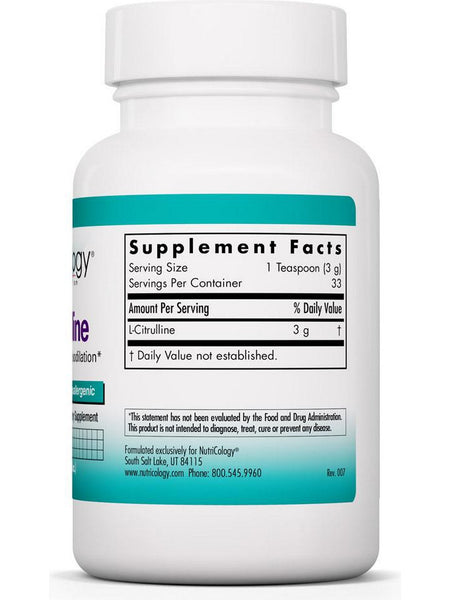 NutriCology, L-Citrulline Detoxification and Vasodilation, 3.5 oz