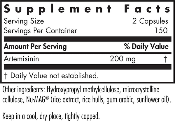 NutriCology, Artemisinin Pure Qinghaosu from Artemisia annua, 300 Vegetarian Capsules