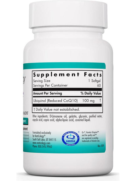 NutriCology, CoQH-CF Ubiquinol, 60 softgels