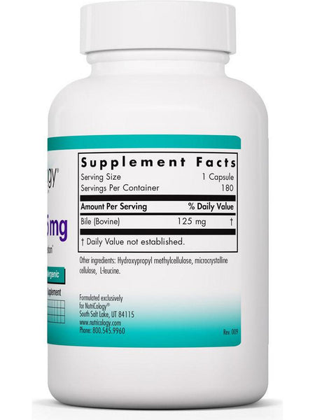 NutriCology, Ox Bile 125 mg Essential for Fat Digestion, 180 vegicaps