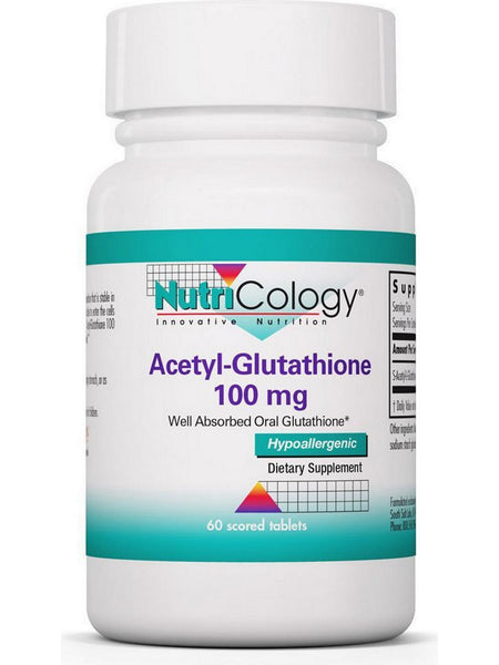 NutriCology, Acetyl-Glutathione 100 mg, Well Absorbed Oral Glutathione, 60 Scored Tablets