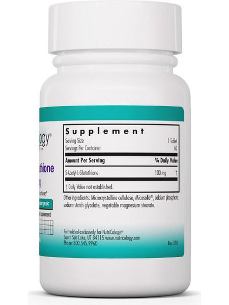 NutriCology, Acetyl-Glutathione 100 mg, Well Absorbed Oral Glutathione, 60 Scored Tablets