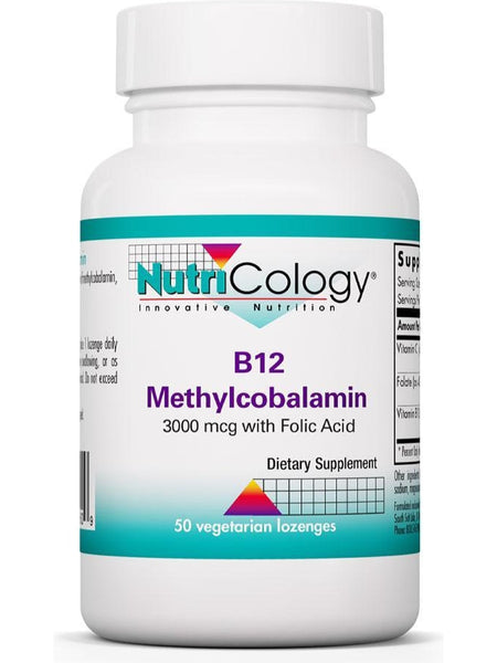 NutriCology, B12 Methylcobalamin 3000 ug with Folic Acid, 50 Vegetarian Lozenges