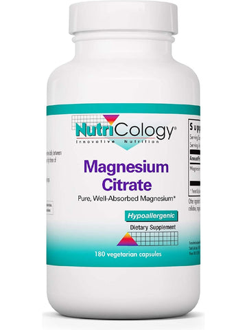 NutriCology, Magnesium Citrate Pure, Well-Absorbed Magnesium, 180 Vegetarian Capsules