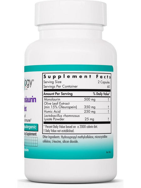 NutriCology, Humic-Monolaurin Complex with Olive Leaf and Lactobacillus rhamnosus lysate, 120 Vegetarian Capsules