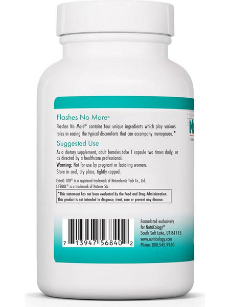 NutriCology, Flashes No More Menopausal Support, 60 Vegetarian Capsules