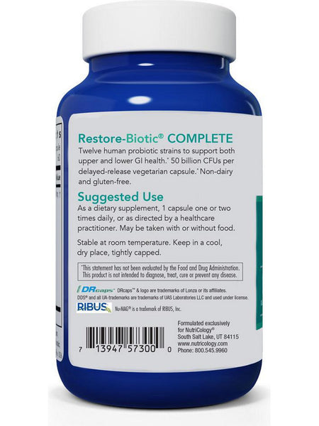 NutriCology, Restore-Biotic, Complete, 60 delayed-release vegetarian capsules