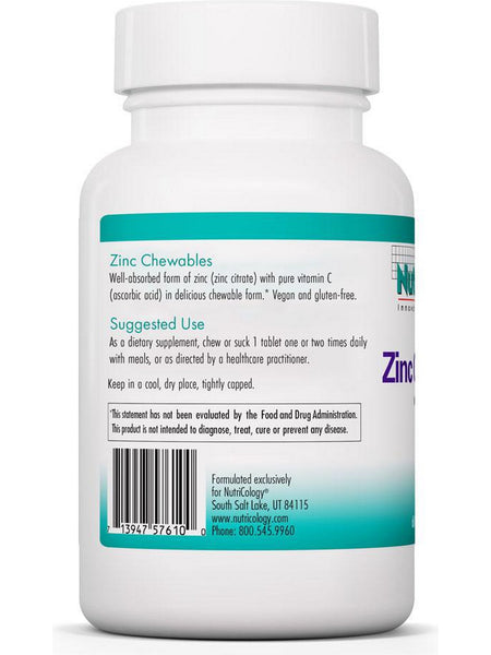 NutriCology, Zinc Chewables with Vitamin C, 60 Chewable Tablets