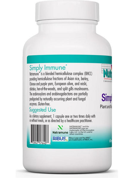 NutriCology, Simply Immune, Plant and Mushroom Polysaccharides, 60 Vegetarian Capsules