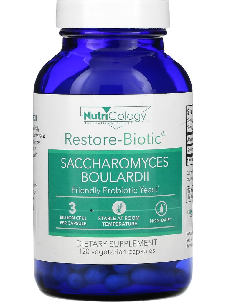 NutriCology, Restore-Biotic, Saccharomyces boulardii, 120 Vegetarian Capsules