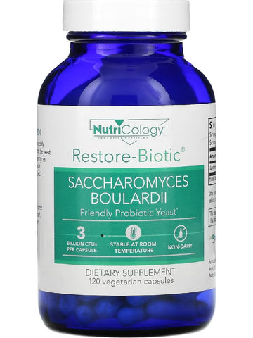 NutriCology, Restore-Biotic, Saccharomyces boulardii, 120 Vegetarian Capsules