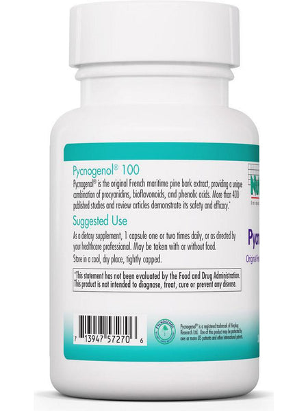 NutriCology, Pycnogenol 100 Original French Maritime Pine Bark Extract, 30 Vegetarian Capsules