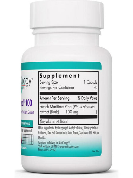 NutriCology, Pycnogenol 100 Original French Maritime Pine Bark Extract, 30 Vegetarian Capsules