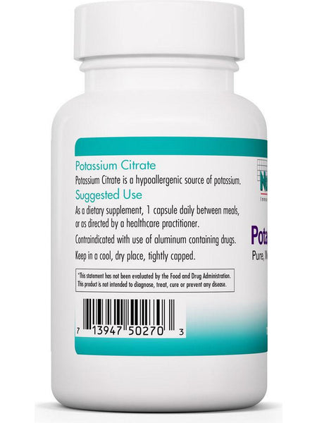 NutriCology, Potassium Citrate Pure, Well-Absorbed Potassium, 120 Vegetarian Capsules