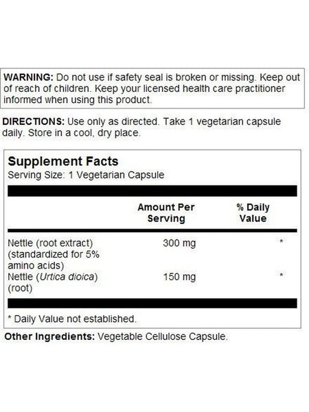 Nature's Life, Standardized Extract Nettle Root Power, 450 mg, 60 Vegetarian Capsules