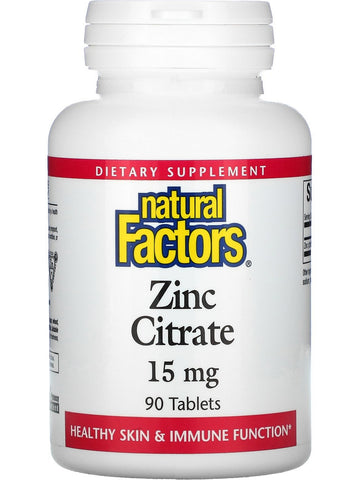 Natural Factors, Zinc Citrate 15 mg, 90 Tablets