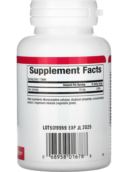 Natural Factors, Zinc Citrate 15 mg, 90 Tablets