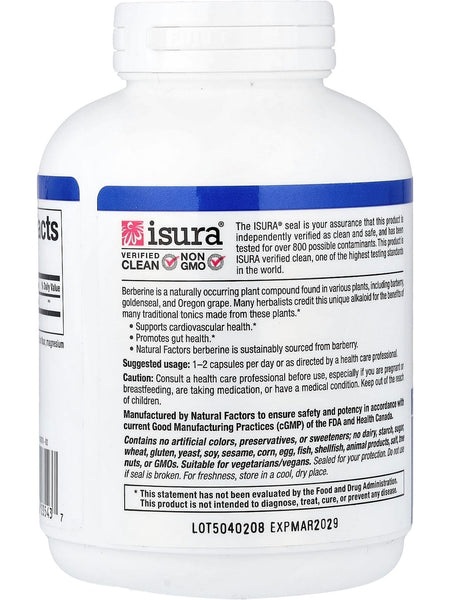 Natural Factors, WellBetX, Berberine, 1,000 mg, 120 Vegetarian Capsules