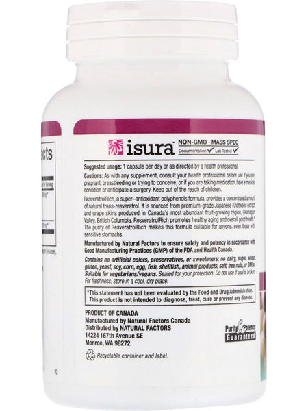 Natural Factors, ResveratrolRich® Super Strength, 60 Vegetarian Capsules