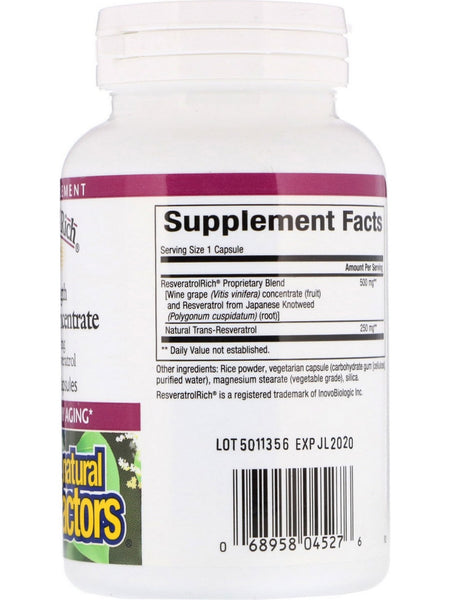 Natural Factors, ResveratrolRich® Super Strength, 60 Vegetarian Capsules