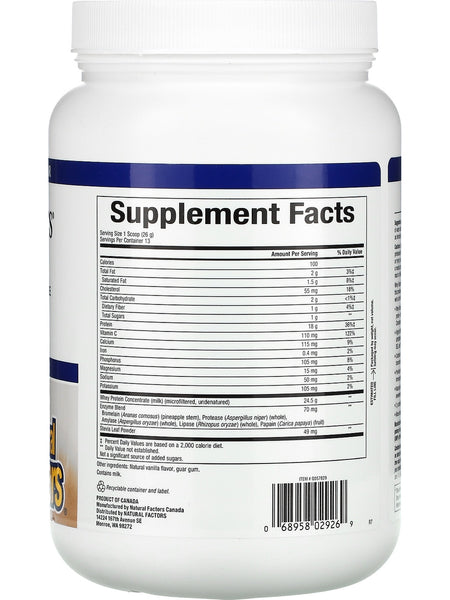 Natural Factors, Grass Fed Whey Protein, French Vanilla, 12 oz