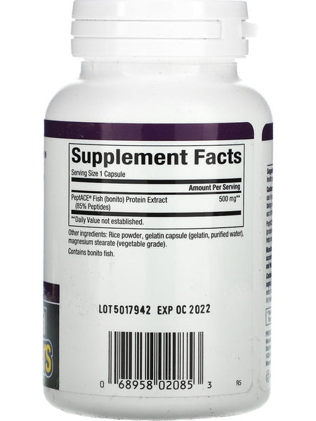 Natural Factors, PeptACE® Fish Peptides 500 mg, 90 Capsules