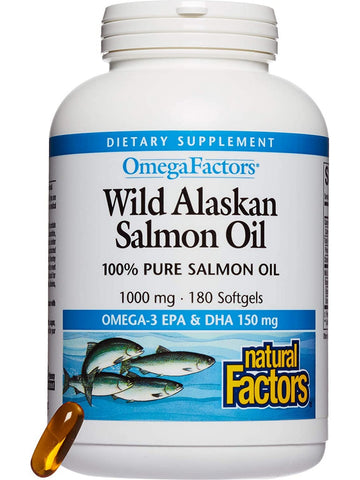 Natural Factors, Wild Alaskan Salmon Oil 1,000 mg, 180 Softgels