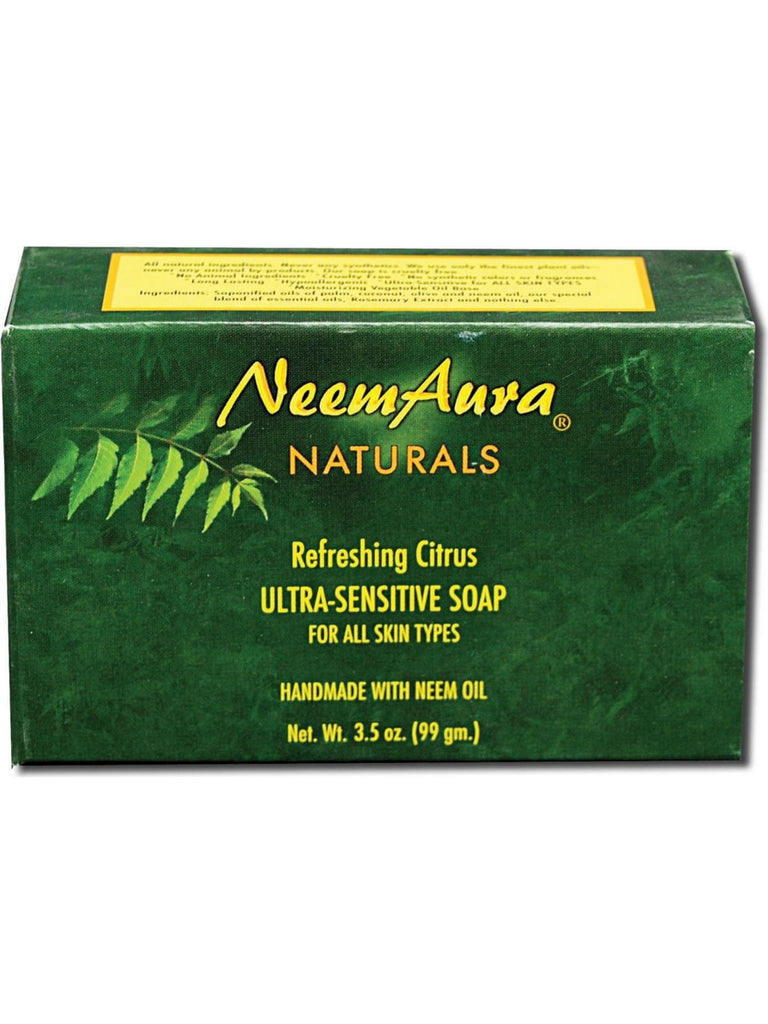 Neem Ultra-Sensitive Soap Refreshing Citrus (All Skin Types), 1 bar, Neem Aura