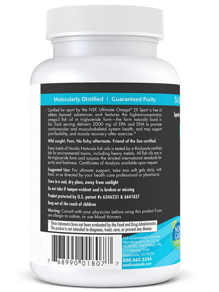 Nordic Naturals, Ultimate Omega® 2X Sport, Lemon, 60 Soft Gels