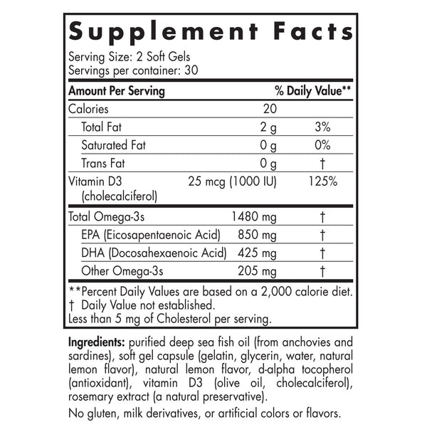 Nordic Naturals, Ultimate Omega®-D3 Sport, Lemon, 60 Soft Gels