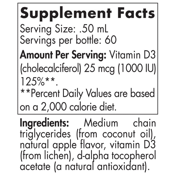 Nordic Naturals, Plant-Based Vitamin D3 Liquid, Apple, 1 Fluid Ounce with Dropper
