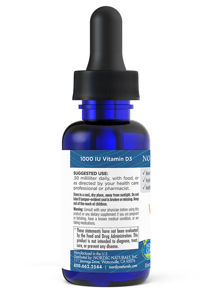 Nordic Naturals, Plant-Based Vitamin D3 Liquid, Apple, 1 Fluid Ounce with Dropper